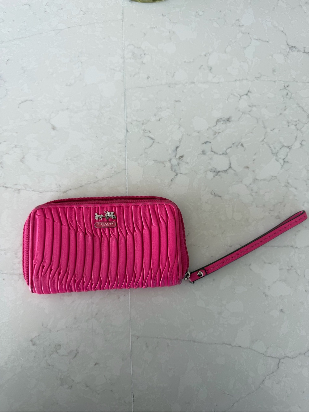 Coach Hot Pink Quilted Wristlet